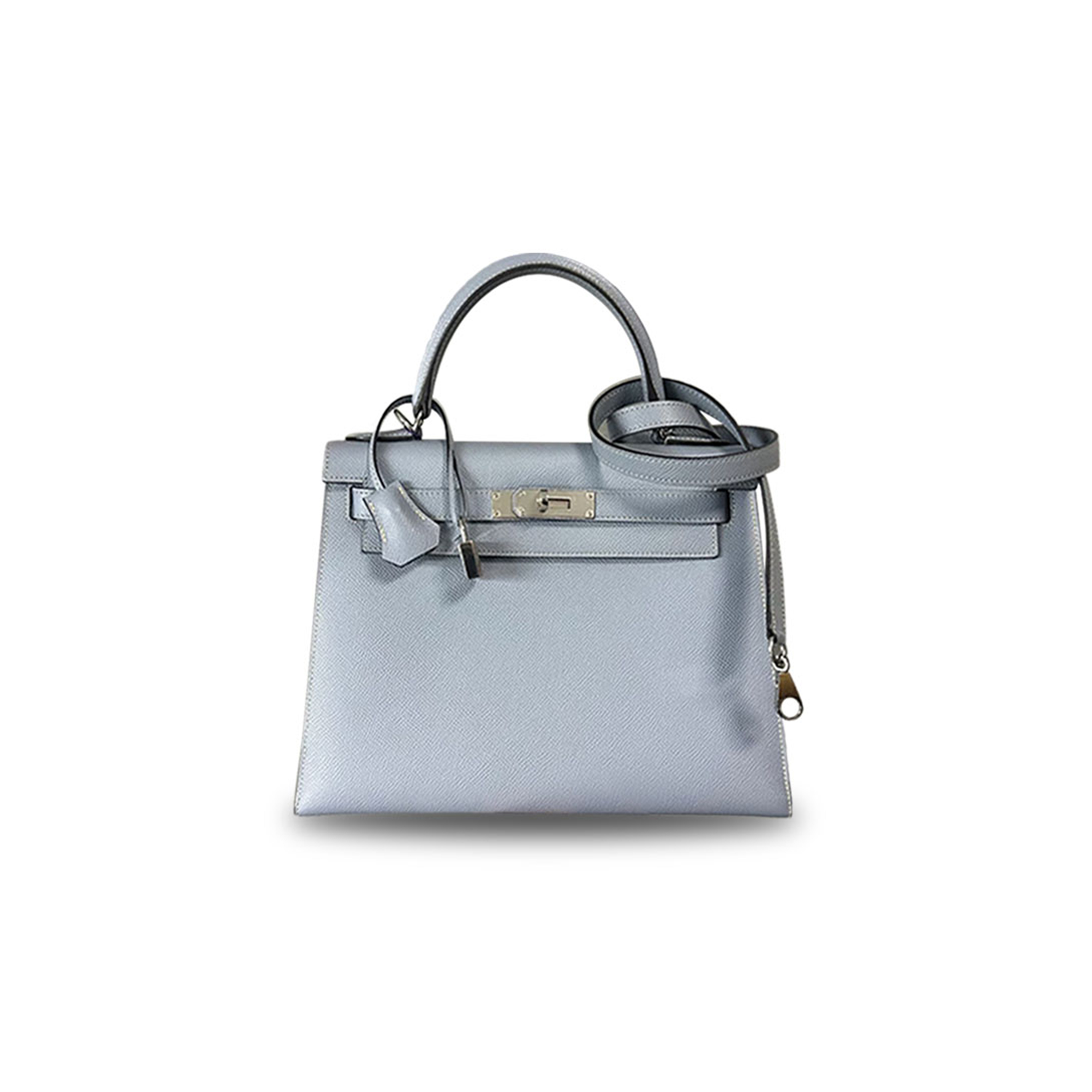 HERMÈS BLUE LIN EPSOM LEATHER KELLY 25 (25*17*7cm)